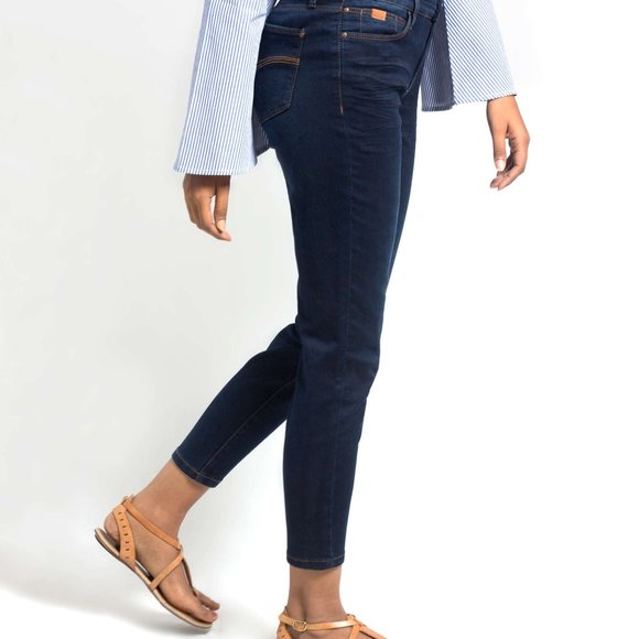 OLGYN Stretch Dark Blue Denim Ankle Pant Slim Fit - Picture 3 of 5